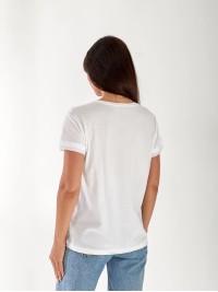 Жіноча базова футболка з написом білого кольору