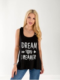 Майка подовжена жіноча з написом чорного кольору