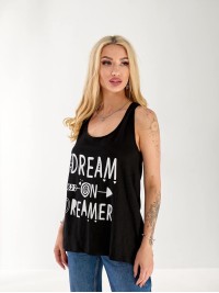 Майка подовжена жіноча з написом чорного кольору