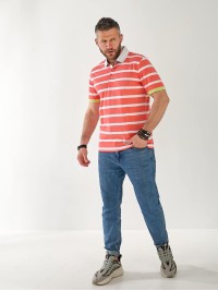 Чоловіча футболка поло в смужку помаранчевого кольору