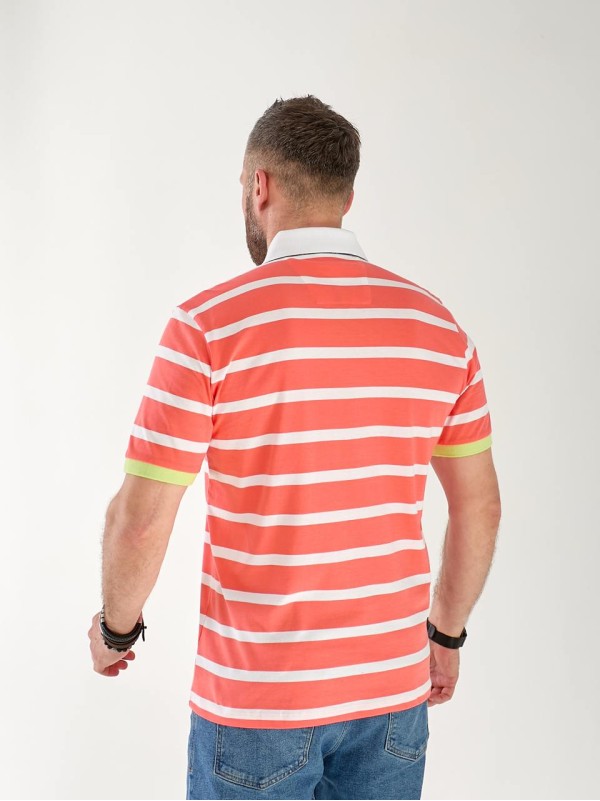 Чоловіча футболка поло в смужку помаранчевого кольору