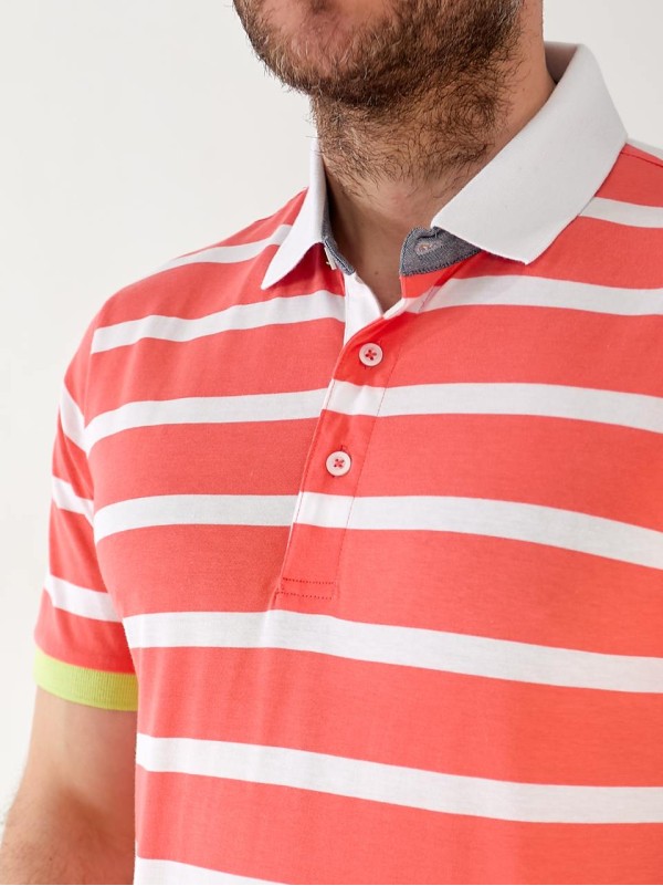 Чоловіча футболка поло в смужку помаранчевого кольору