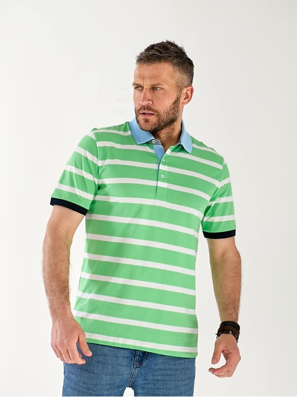 Чоловіча футболка поло в смужку зеленого кольору