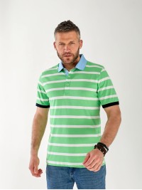 Чоловіча футболка поло в смужку зеленого кольору
