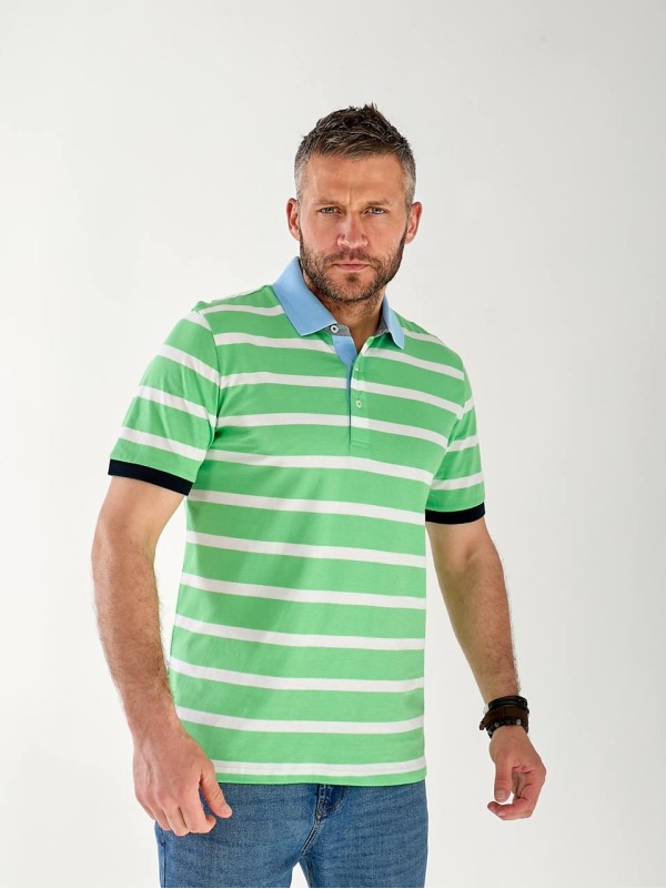 Чоловіча футболка поло в смужку зеленого кольору