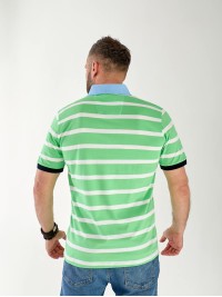 Чоловіча футболка поло в смужку зеленого кольору