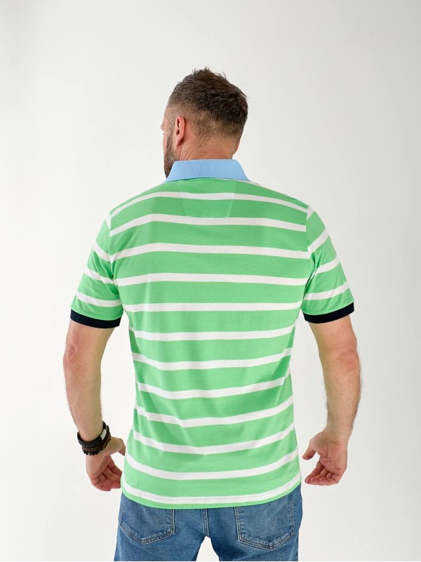 Чоловіча футболка поло в смужку зеленого кольору