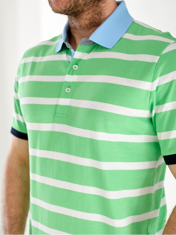 Чоловіча футболка поло в смужку зеленого кольору