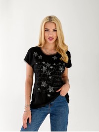 Жіноча базова футболка з малюнком чорного кольору