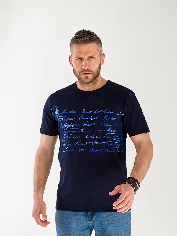 Чоловіча футболка з написом синього кольору