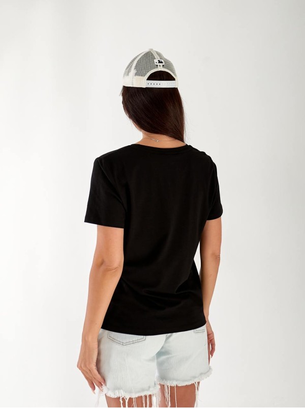 Жіноча футболка з вирізом чорного кольору