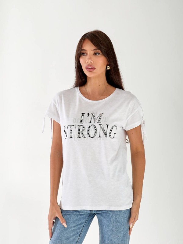 Жіноча футболка з написом бiлого кольору