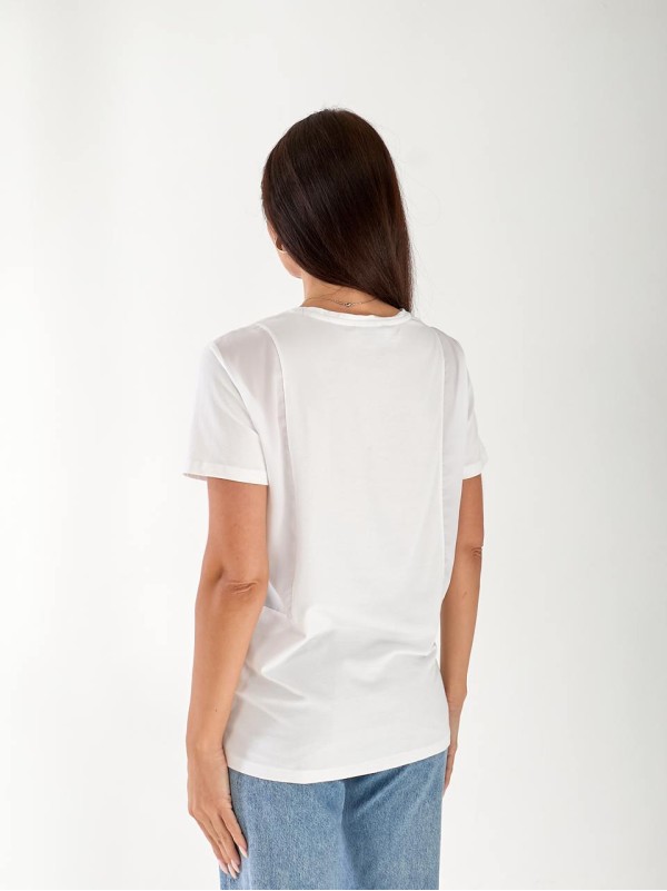 Жіноча футболка з сіточкою з боків білого кольору