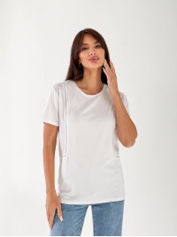 Жіноча футболка з сіточкою з боків білого кольору