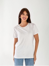 Жіноча футболка з сіточкою з боків білого кольору